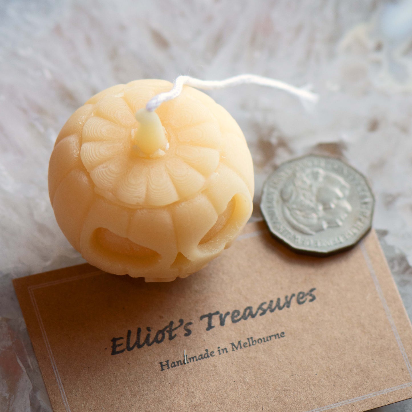 Jack-O-Lantern Pure Beeswax Candle