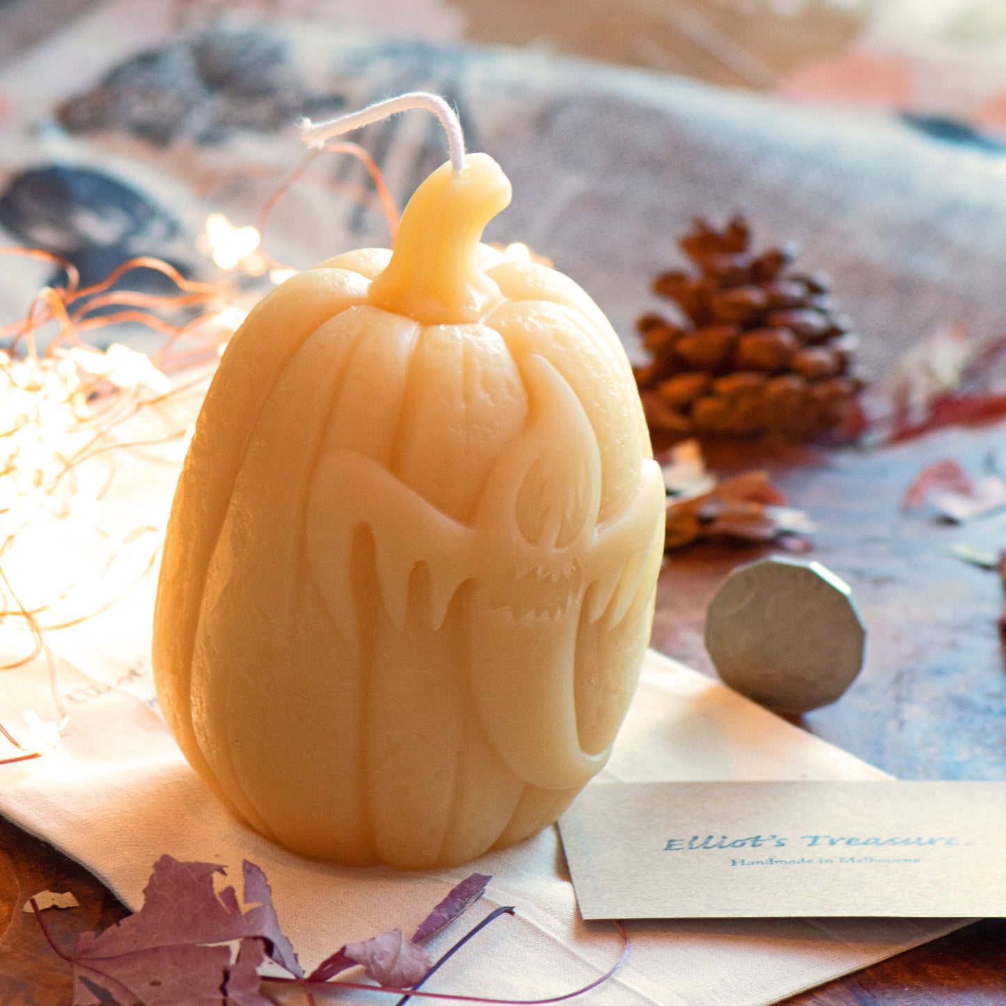 Large Spooky Pumpkin - Pure Beeswax Candle