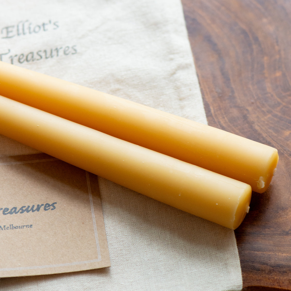 Narrow Tip Beeswax Tapers (Honey) - Set of 2