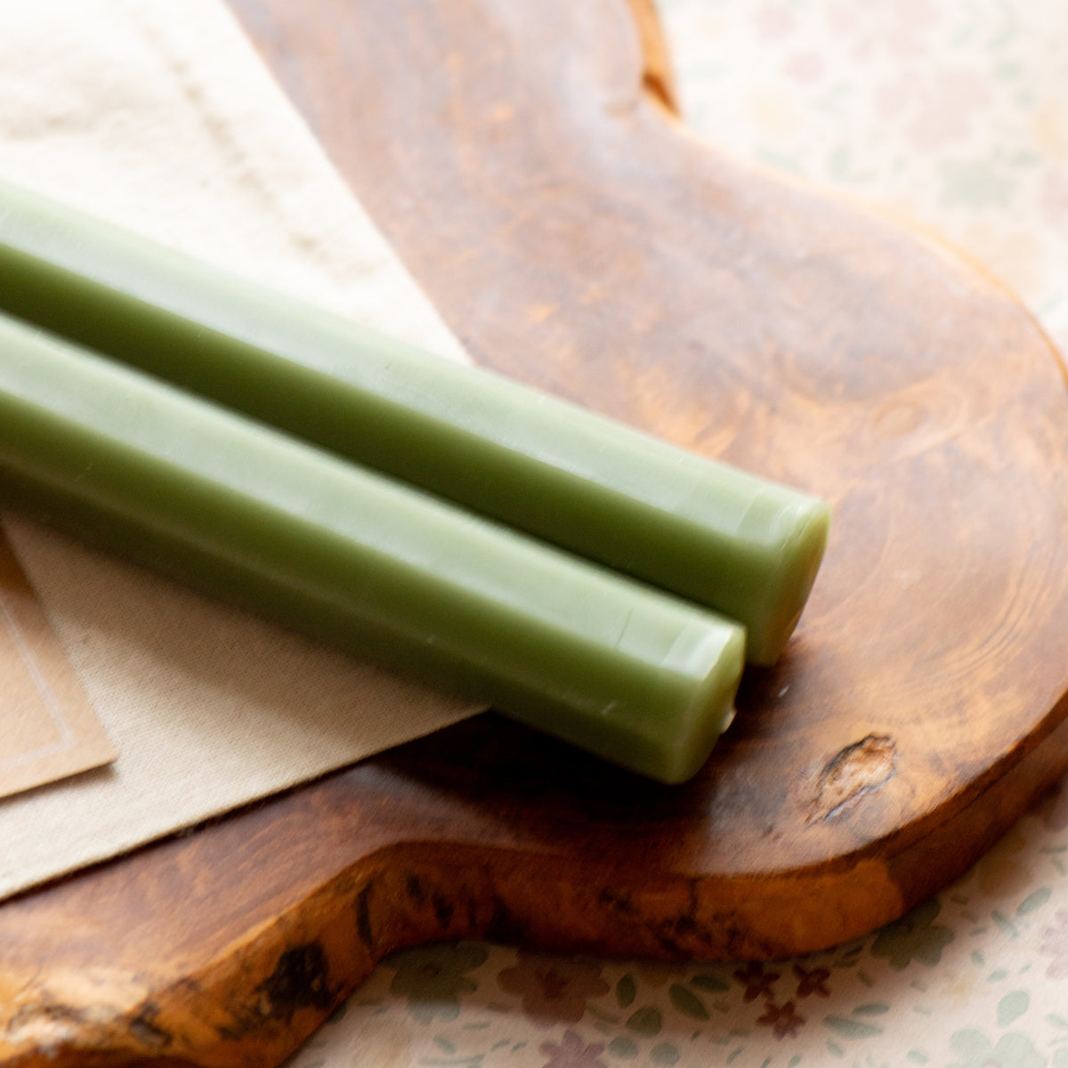 Octagon Beeswax Tapers (Sage) - Set of 2