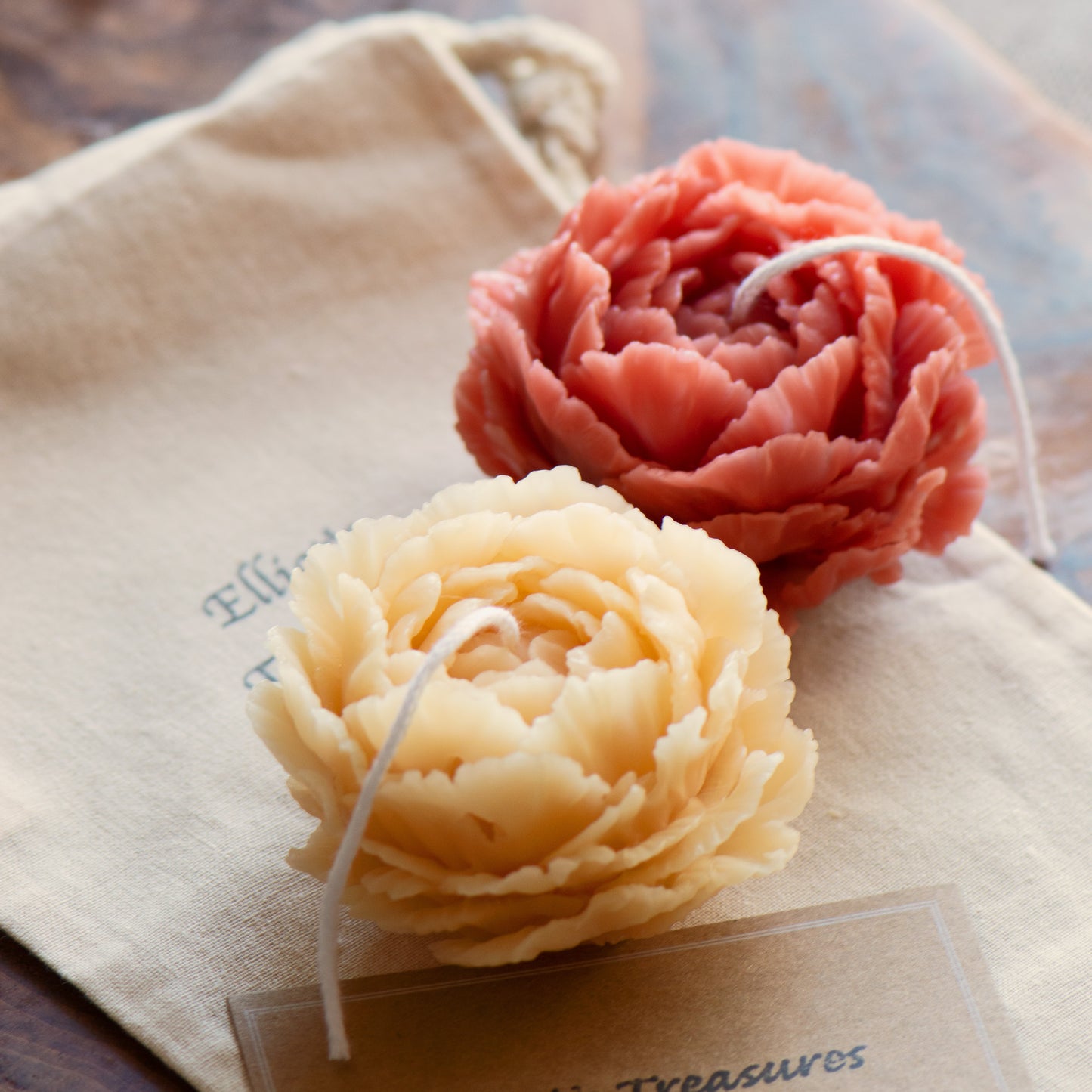 Peony (Peach) Beeswax Candle