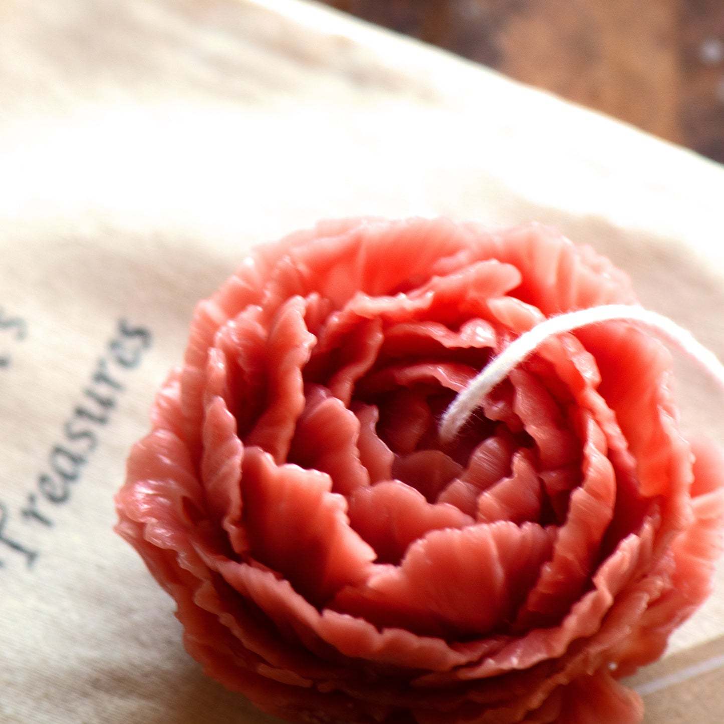 Peony (Red) Beeswax Candle