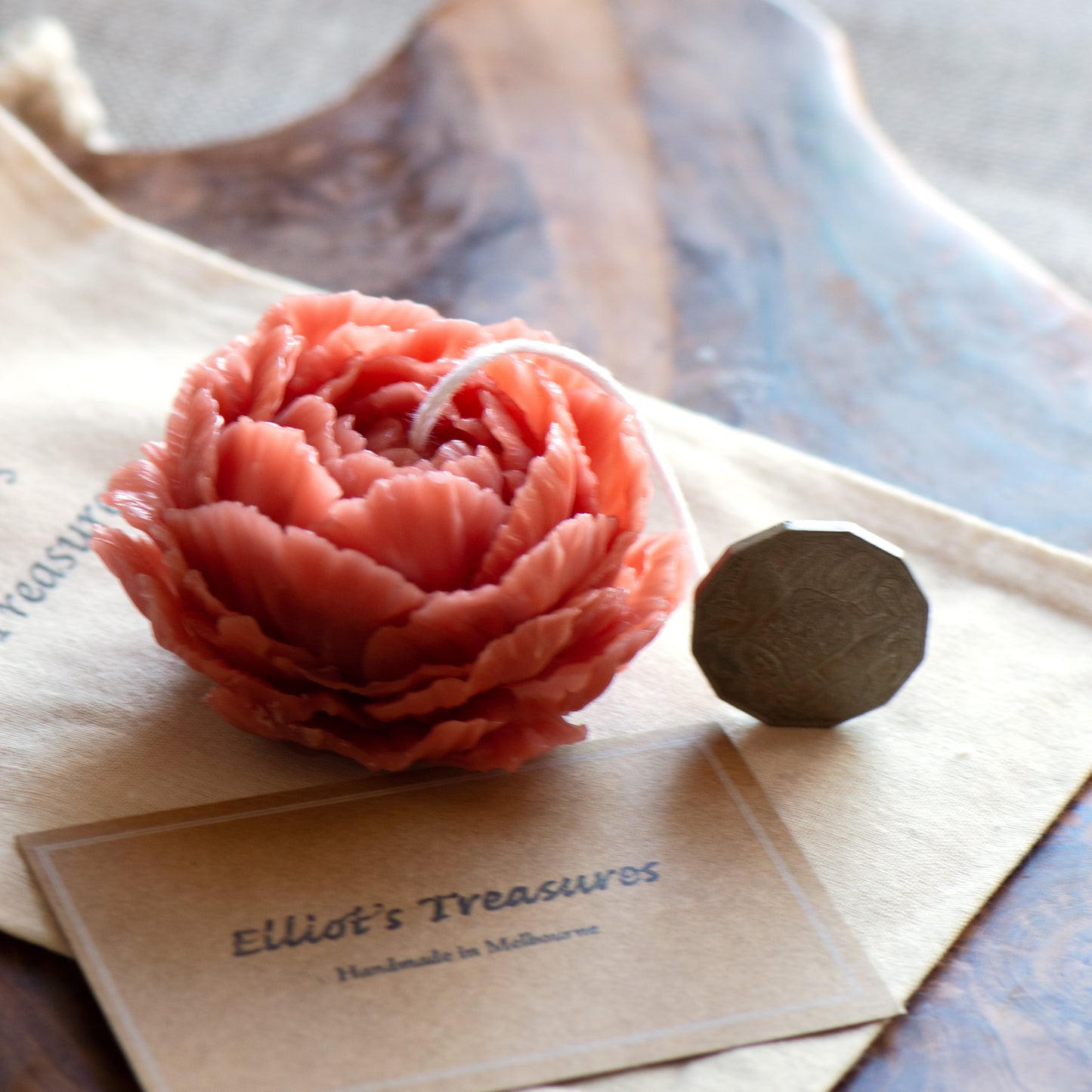 Peony (Red) Beeswax Candle