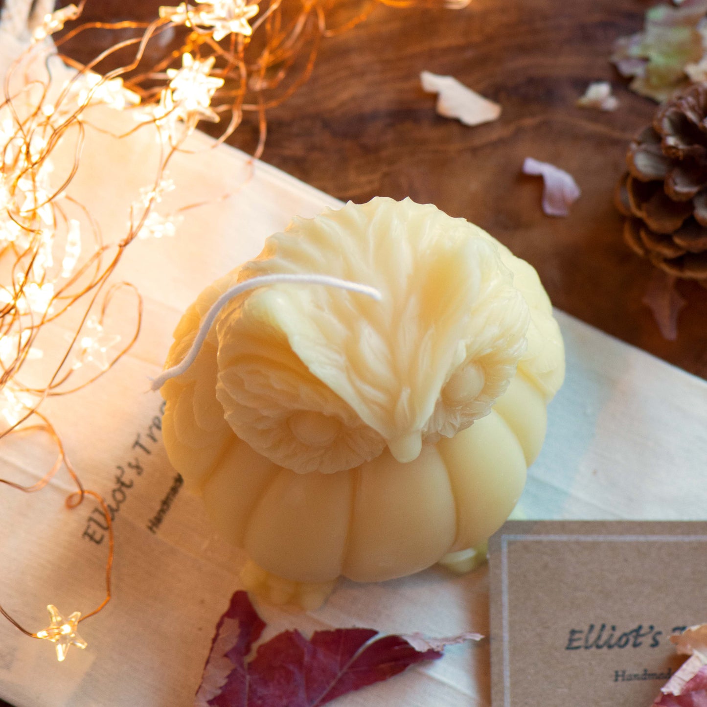 Pumpkin Owl - Pure Beeswax Candle