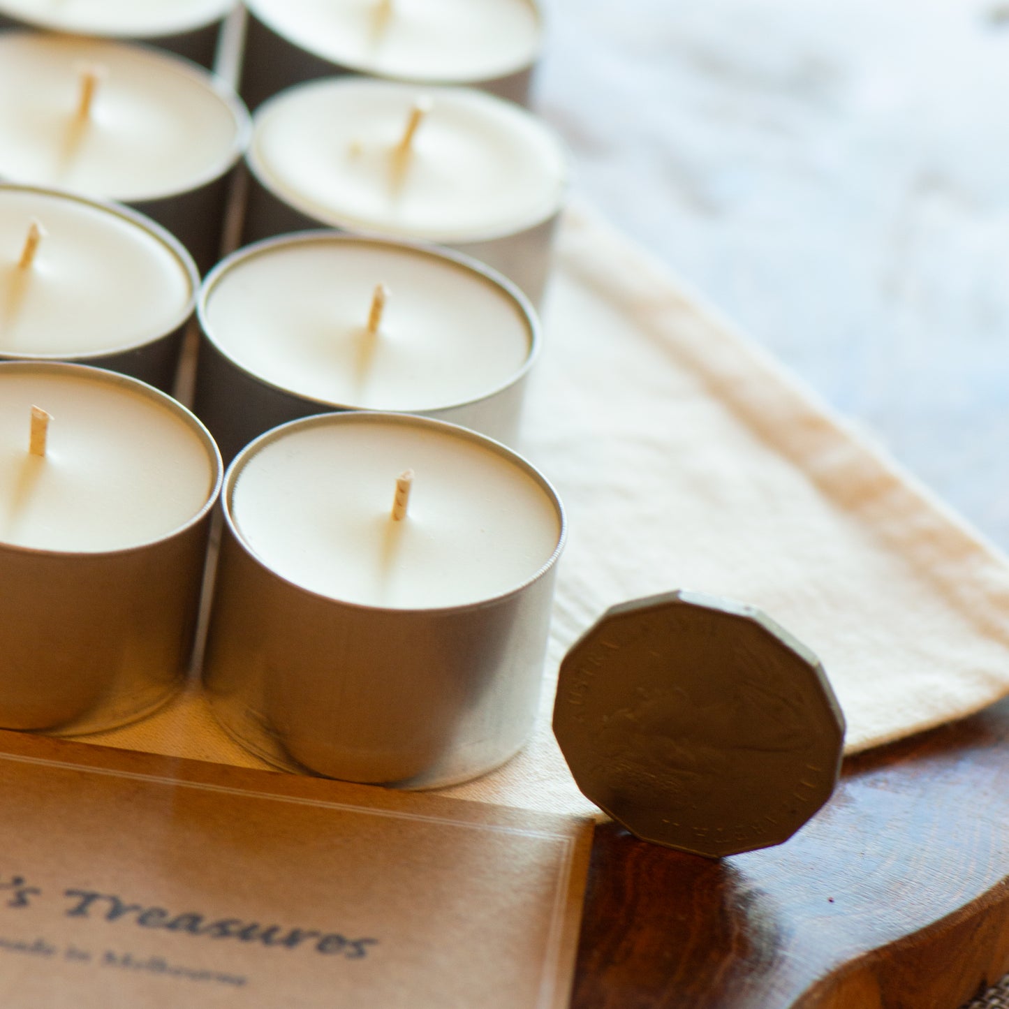 Tall Beeswax Tealights with Aluminium Cups - Set of 12