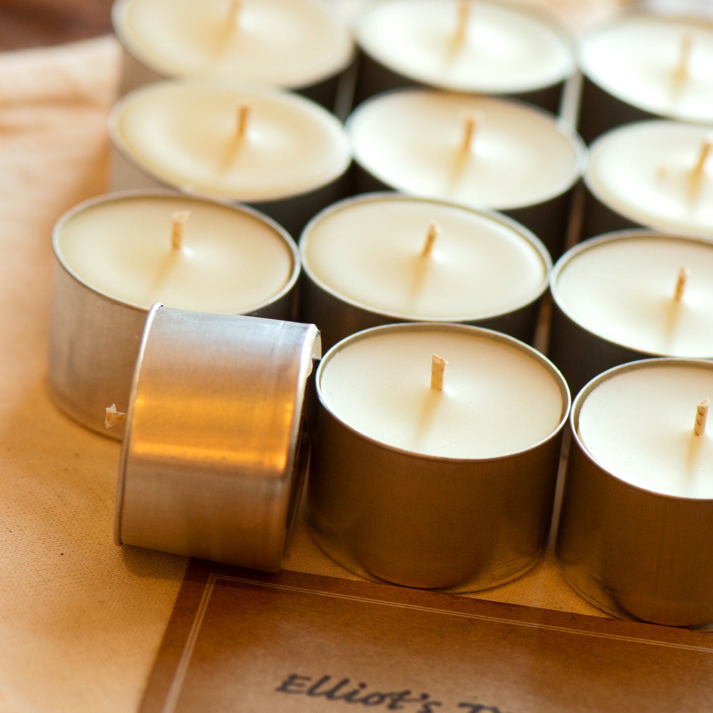 Tall Beeswax Tealights with Aluminium Cups - Set of 12