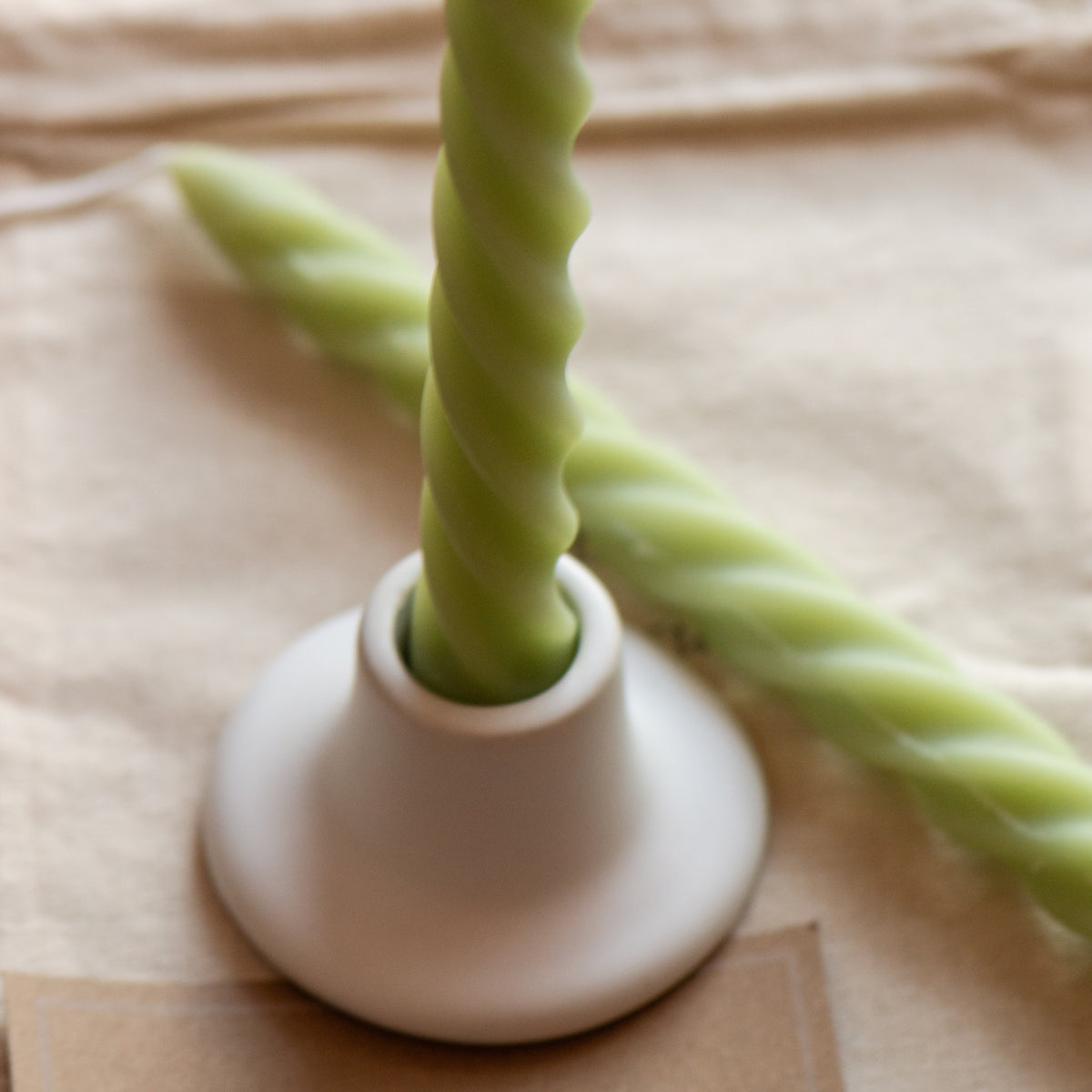 Tall Spiral Beeswax Tapers (Mint) - Set of 2