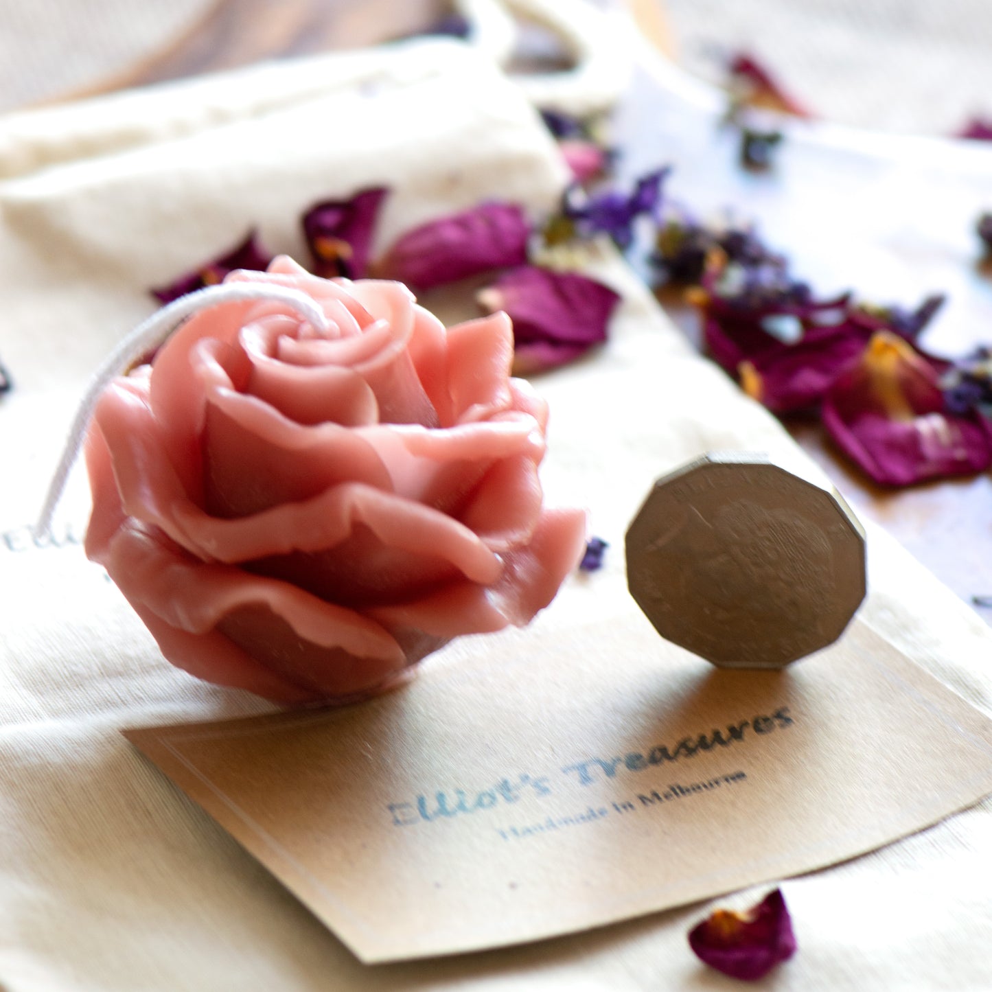 Vintage Rose (Rouge Pink) Beeswax Candle