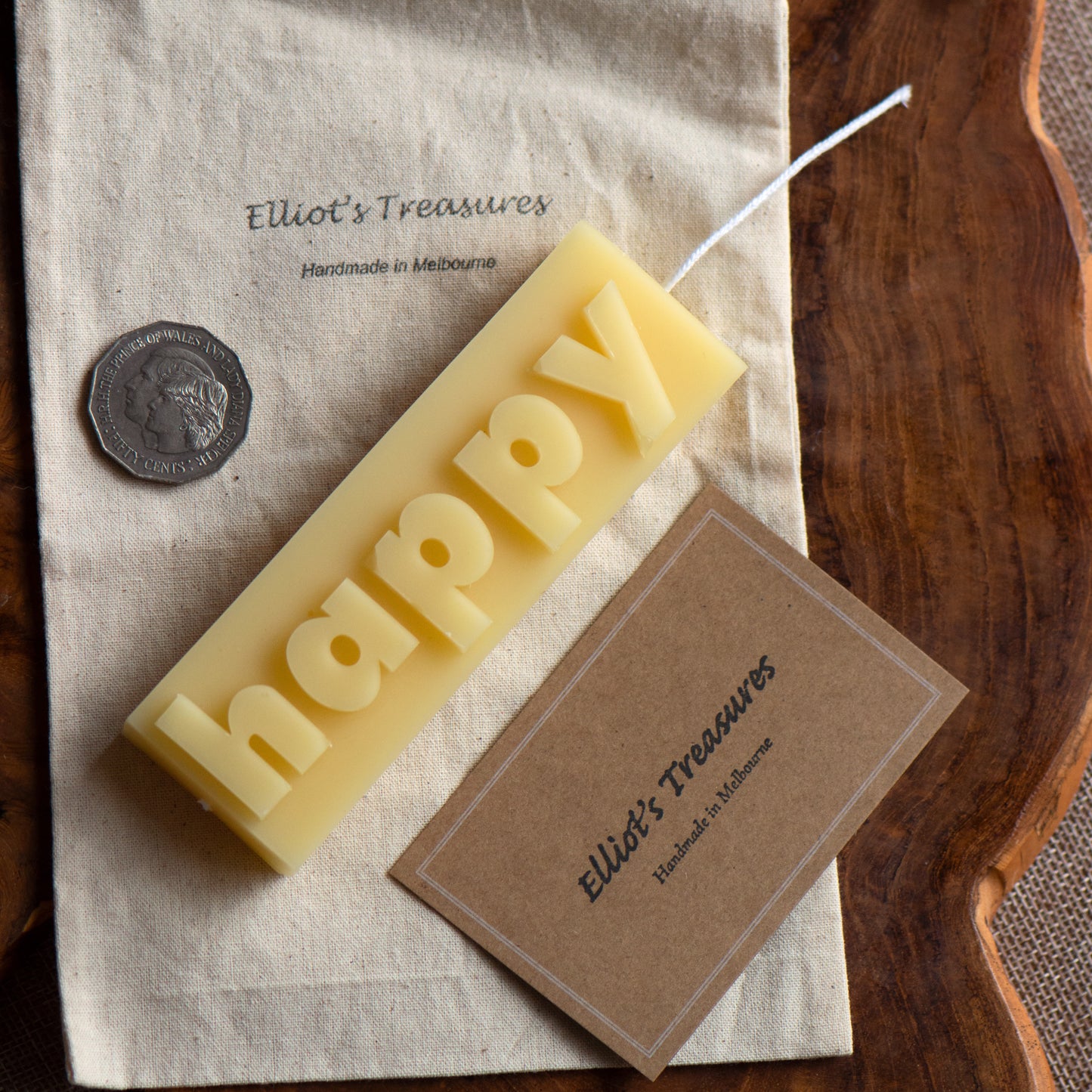 Happy - Affirmation Beeswax Candle