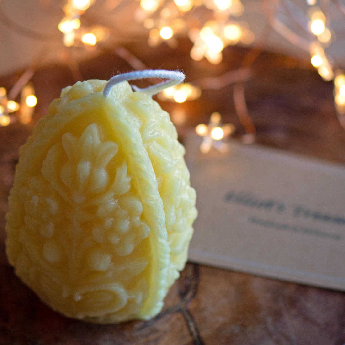 Ornate Carved Egg - Pure Beeswax Candle
