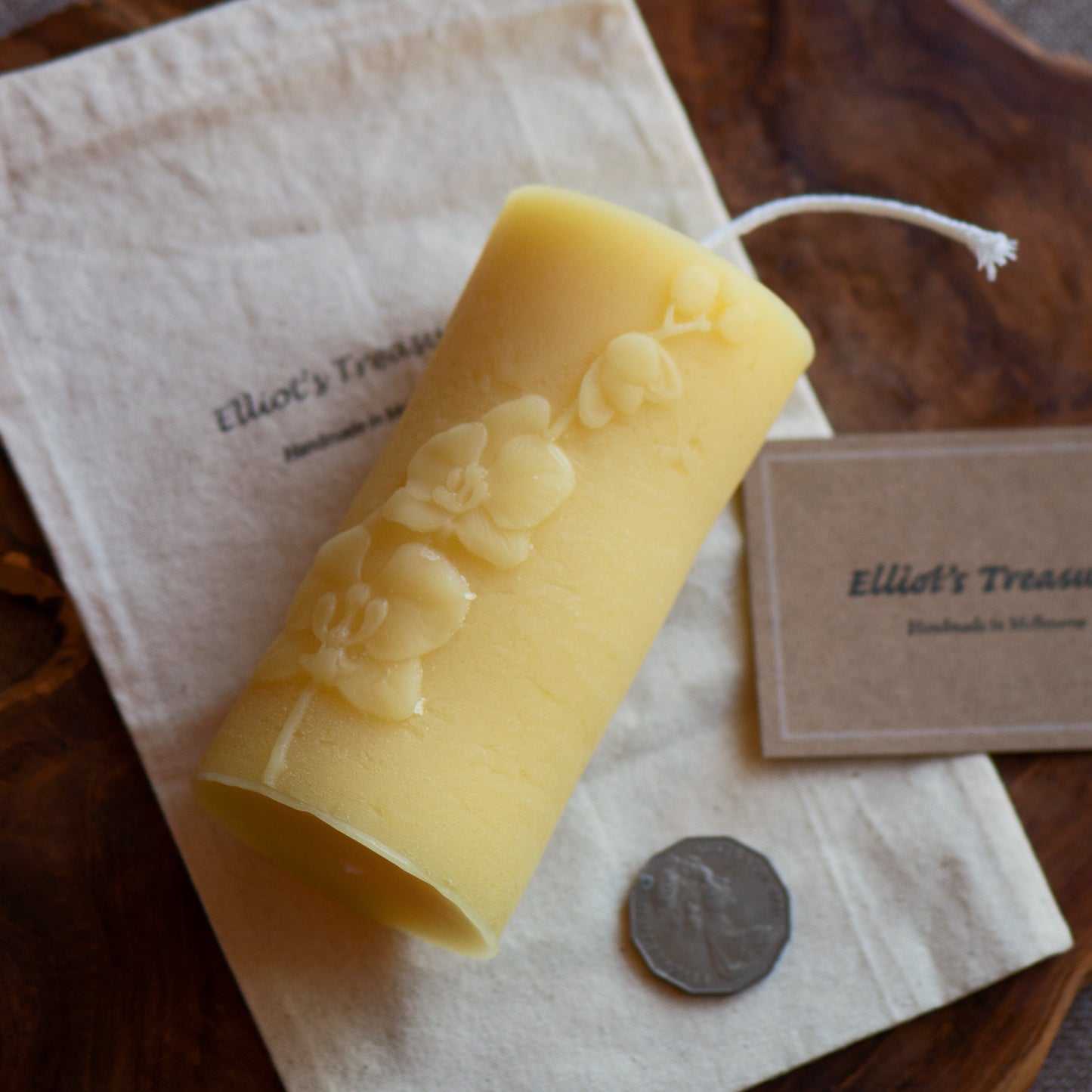 Textured Orchid Beeswax Candle