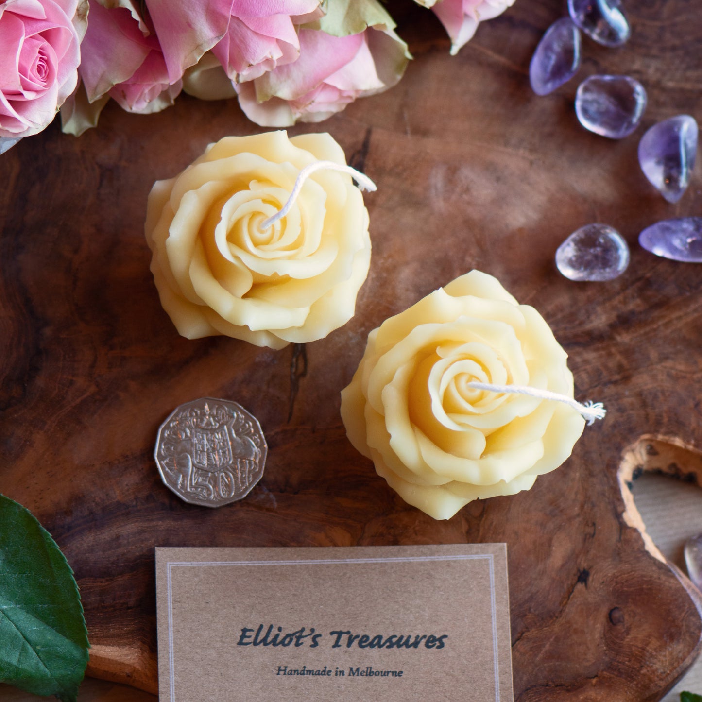 Vintage Rose Beeswax Candle