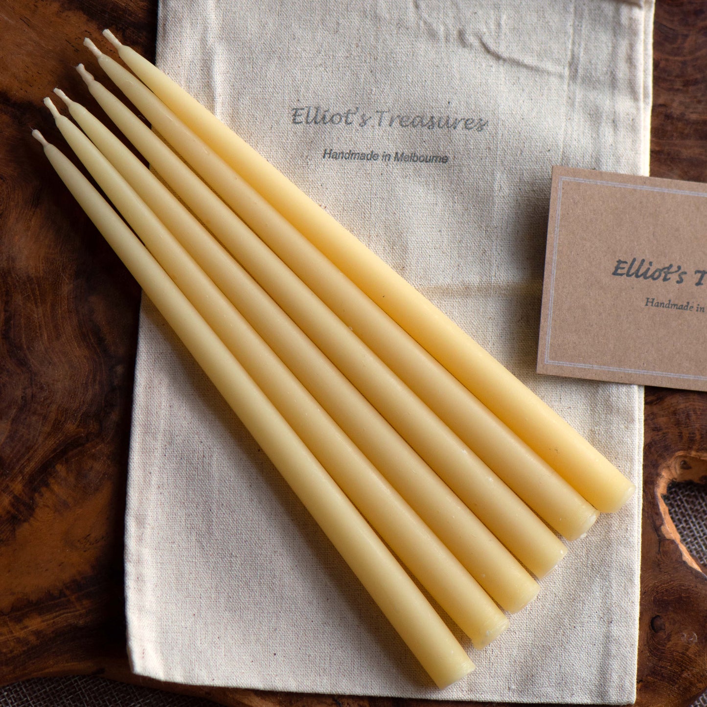 Vintage Beeswax Taper Candles - Set of 6