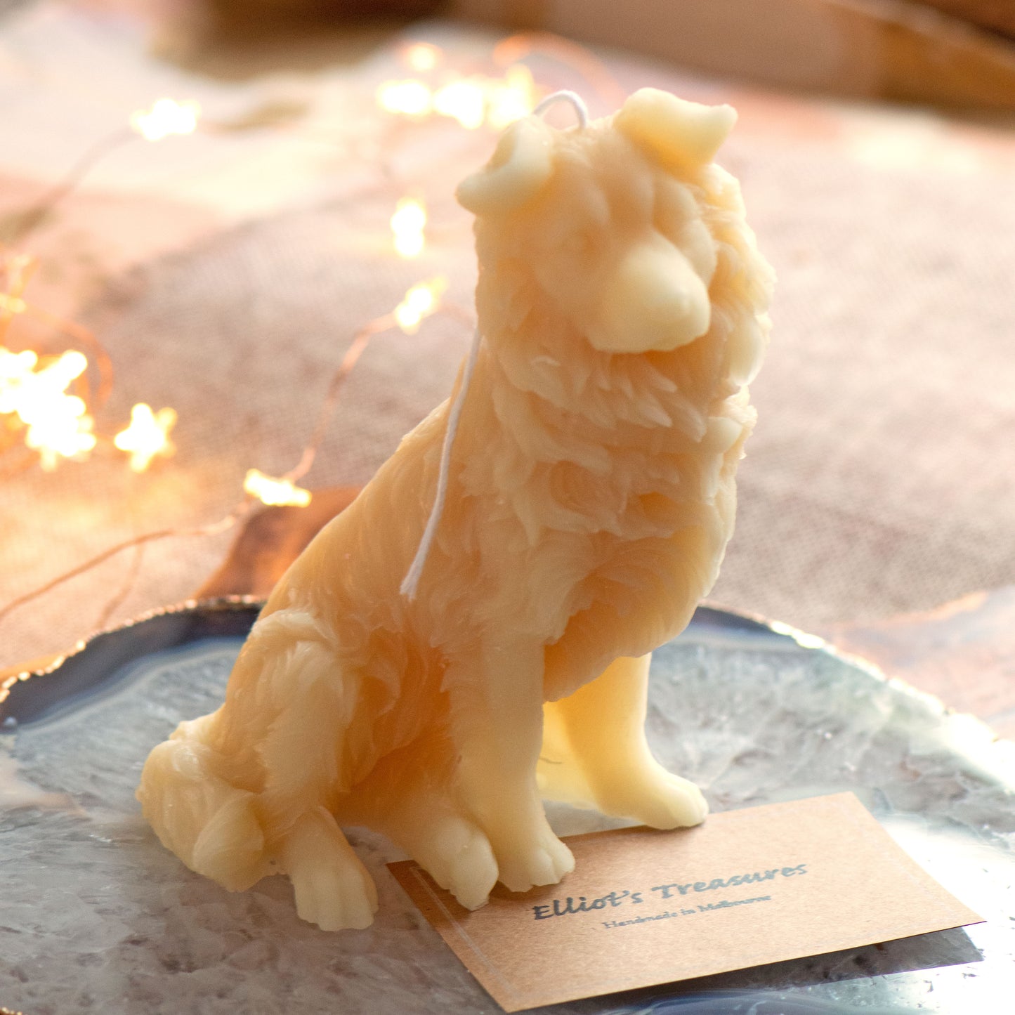 Border Collie Beeswax Candle