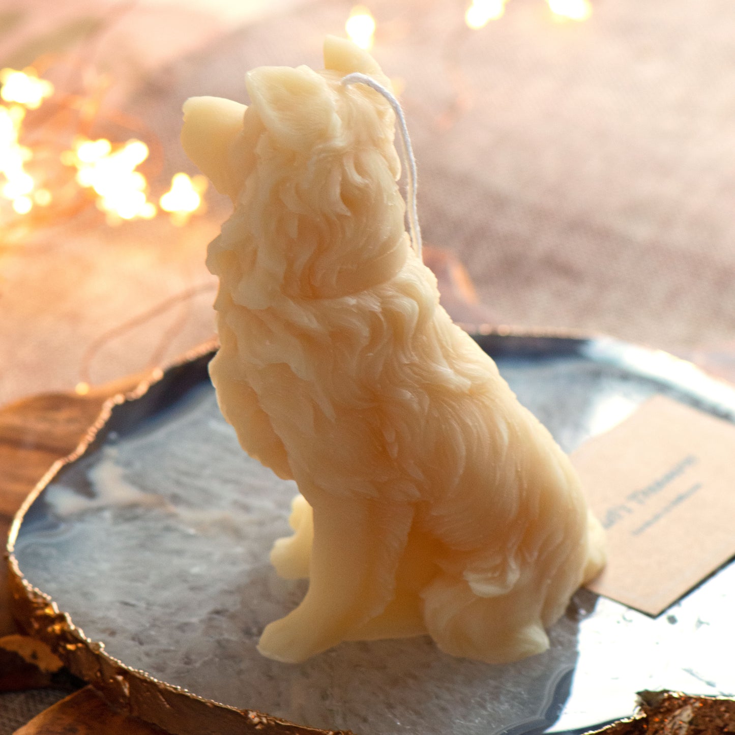 Border Collie Beeswax Candle