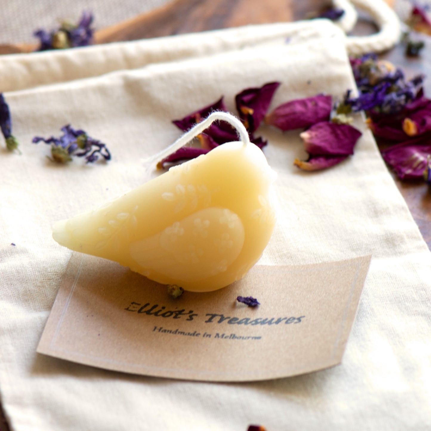 Flower Bird Beeswax Candle