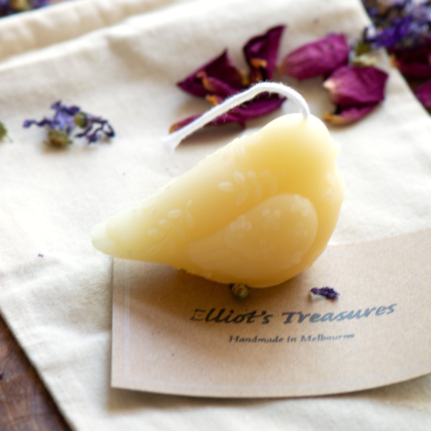 Flower Bird Beeswax Candle