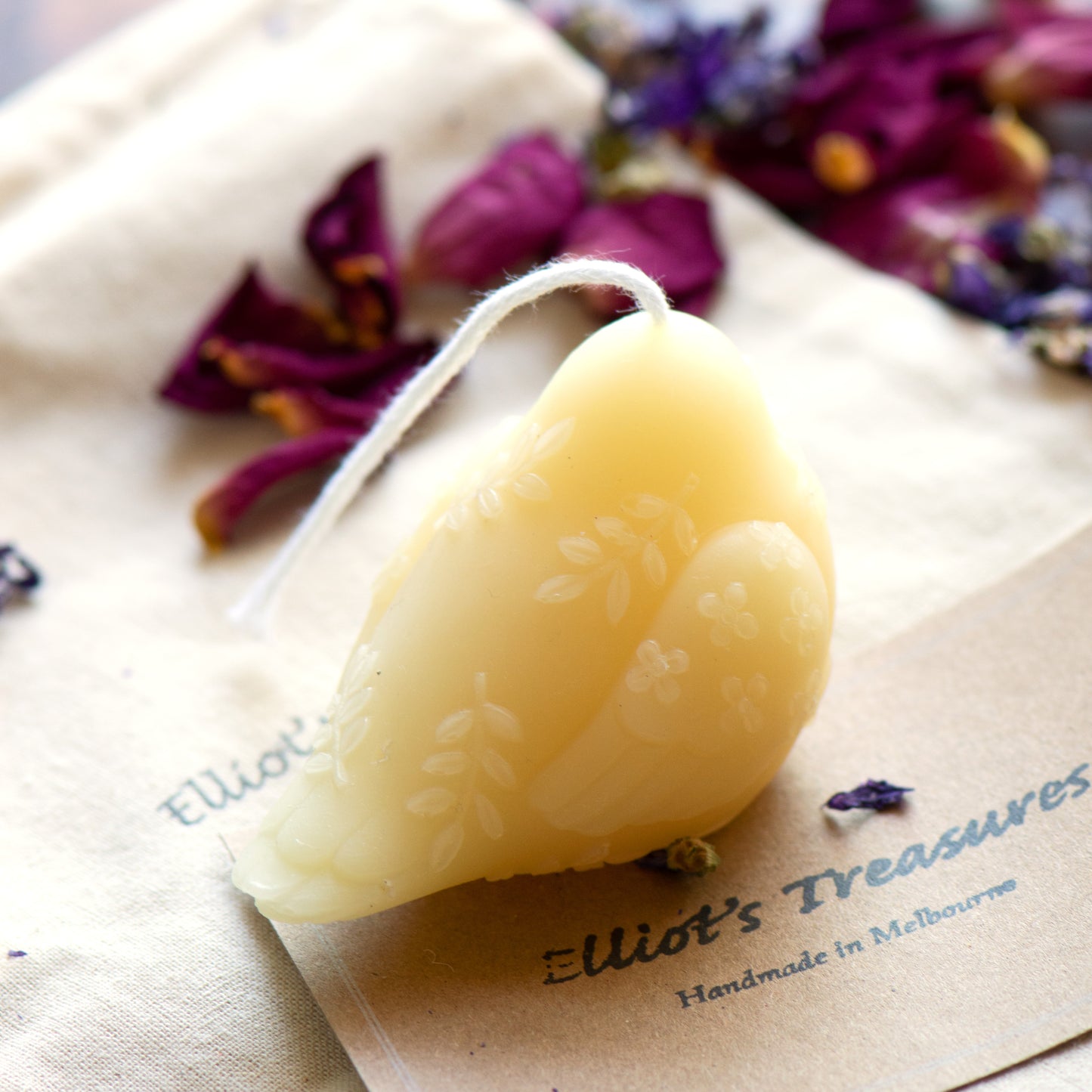 Flower Bird Beeswax Candle