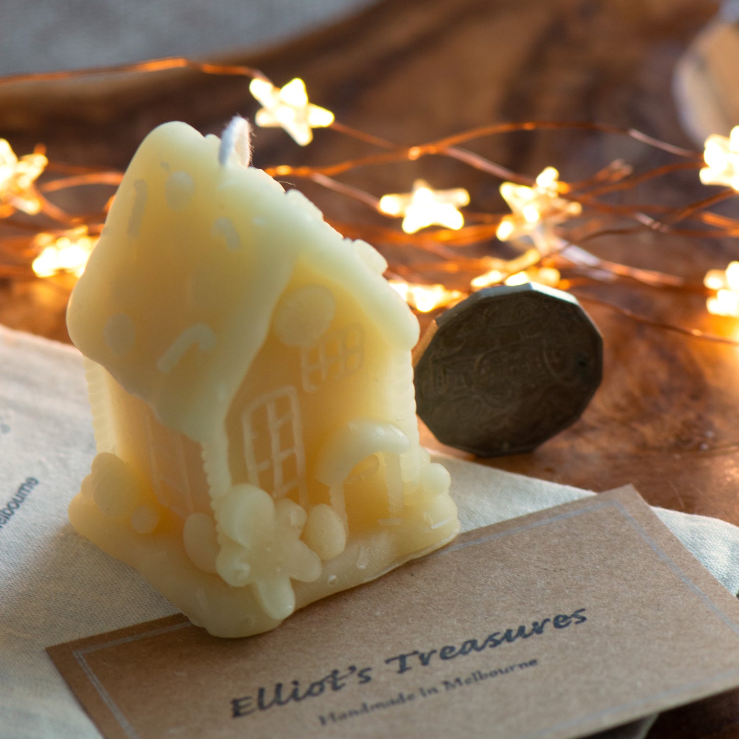 Gingerbread House Beeswax Candle