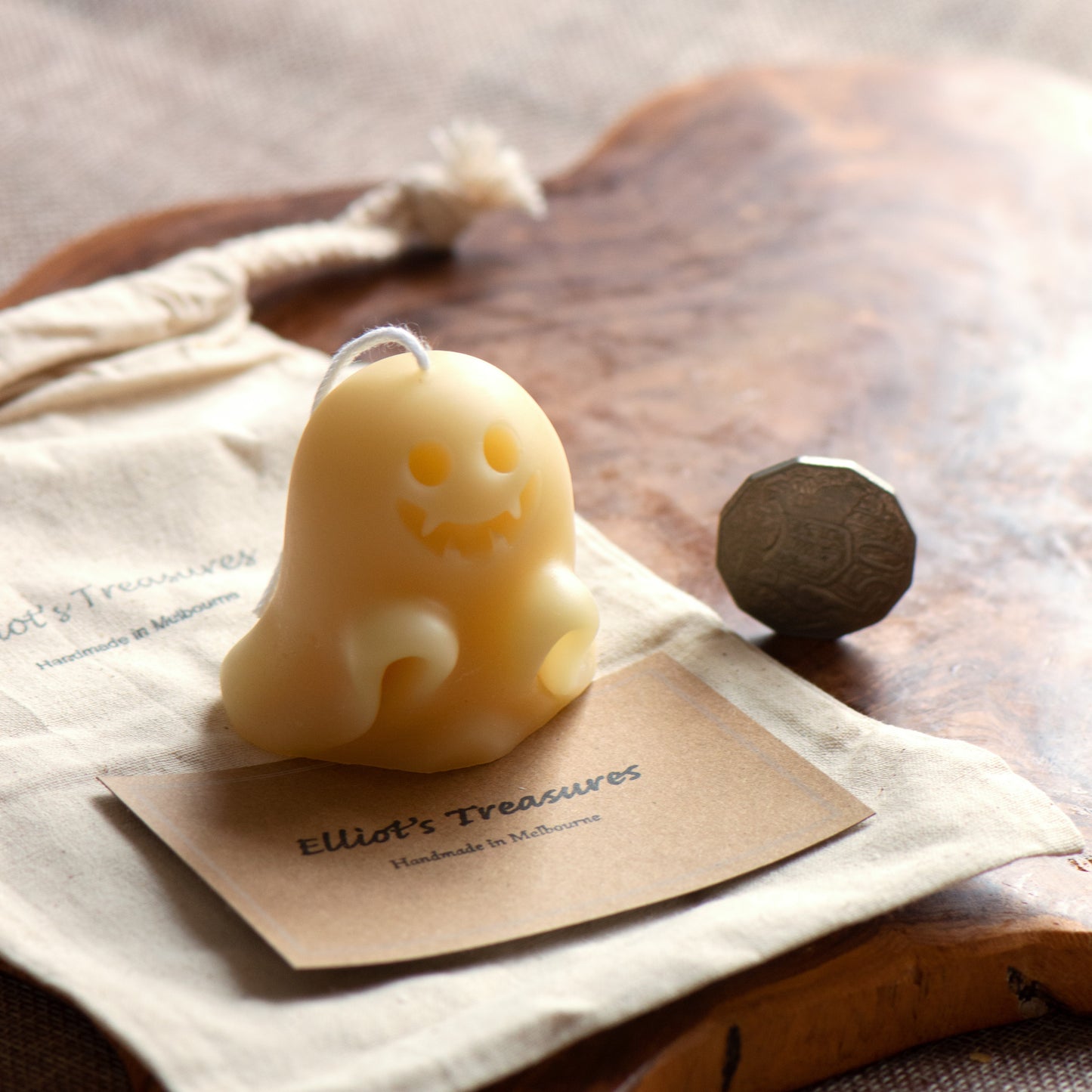 Happy Ghost Beeswax Candle