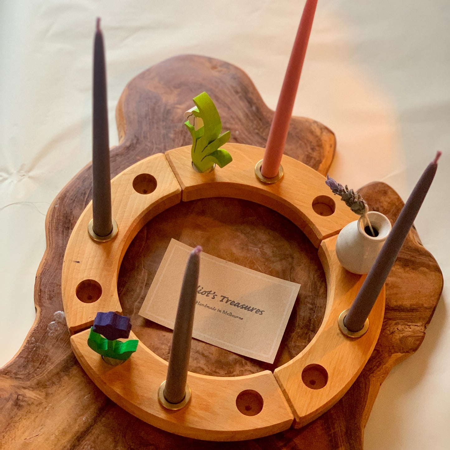 Advent Celebration Ring Beeswax Candles - Purple and Pink - Set of 6