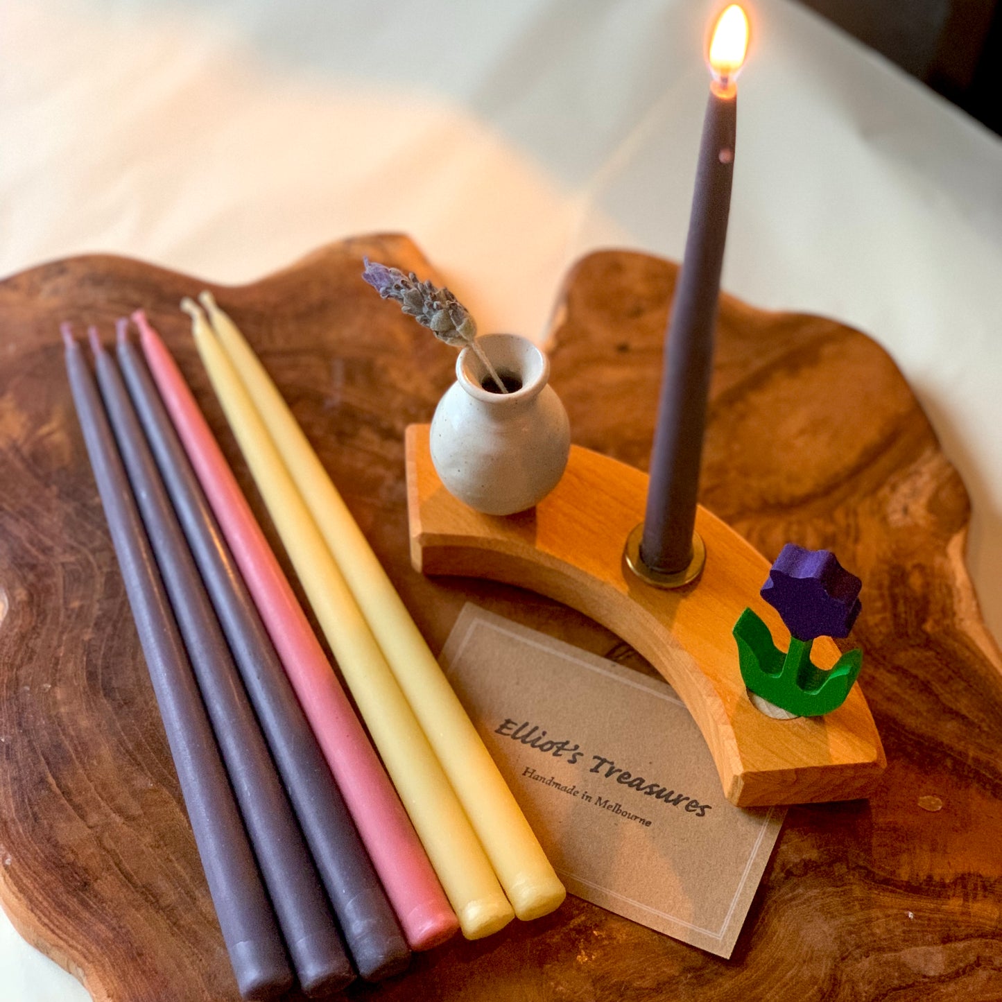 Advent Celebration Ring Beeswax Candles - Purple and Pink - Set of 6