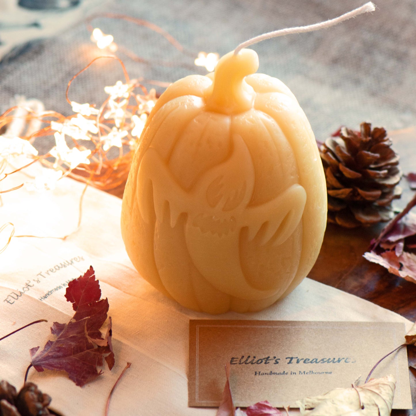 Large Spooky Pumpkin - Pure Beeswax Candle