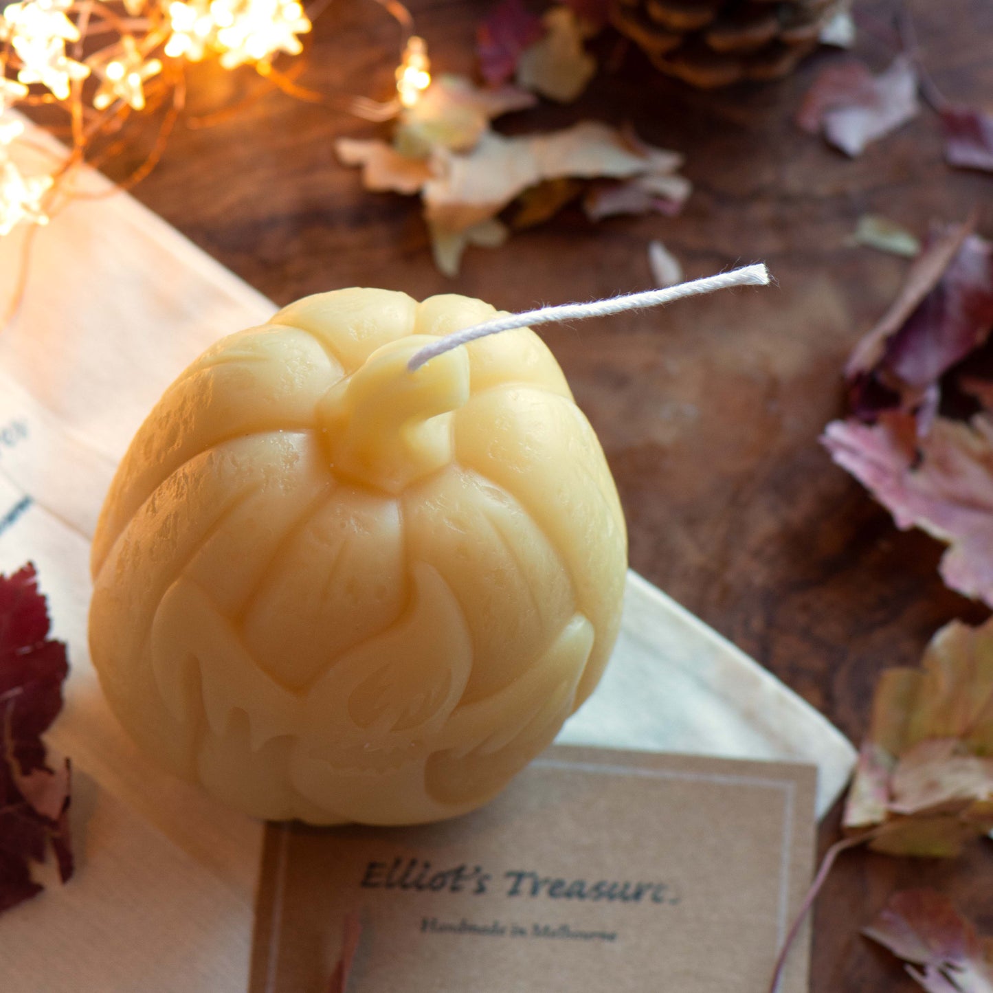 Large Spooky Pumpkin - Pure Beeswax Candle