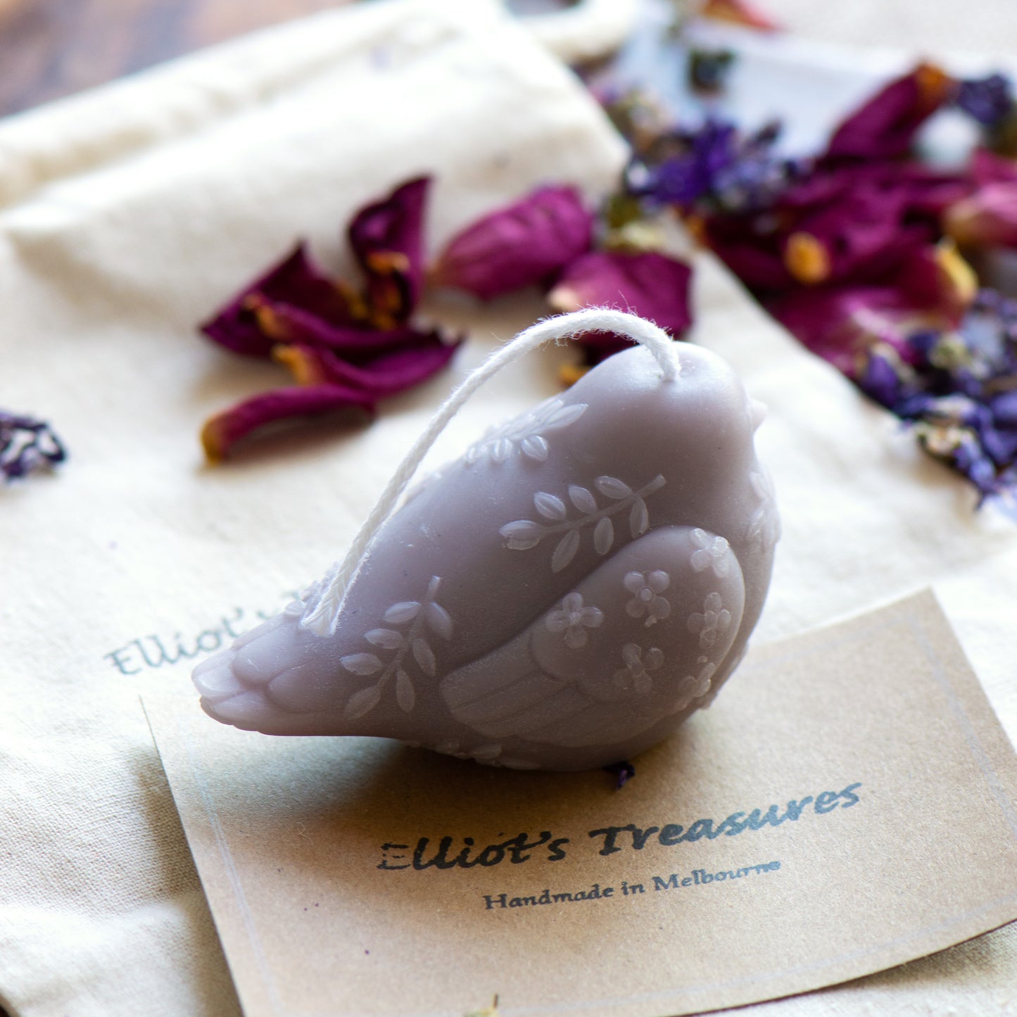 Flower Bird (Lilac) Beeswax Candle