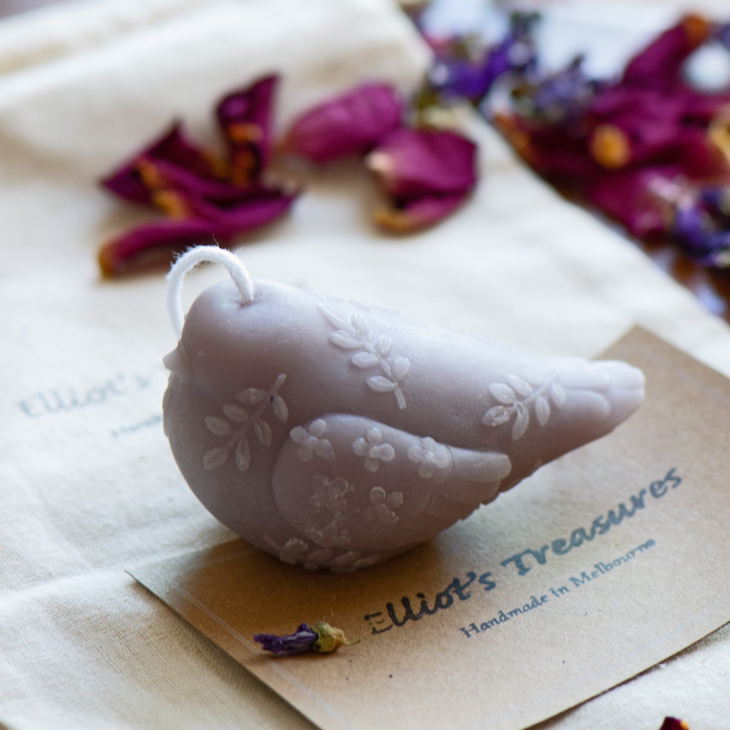 Flower Bird (Lilac) Beeswax Candle