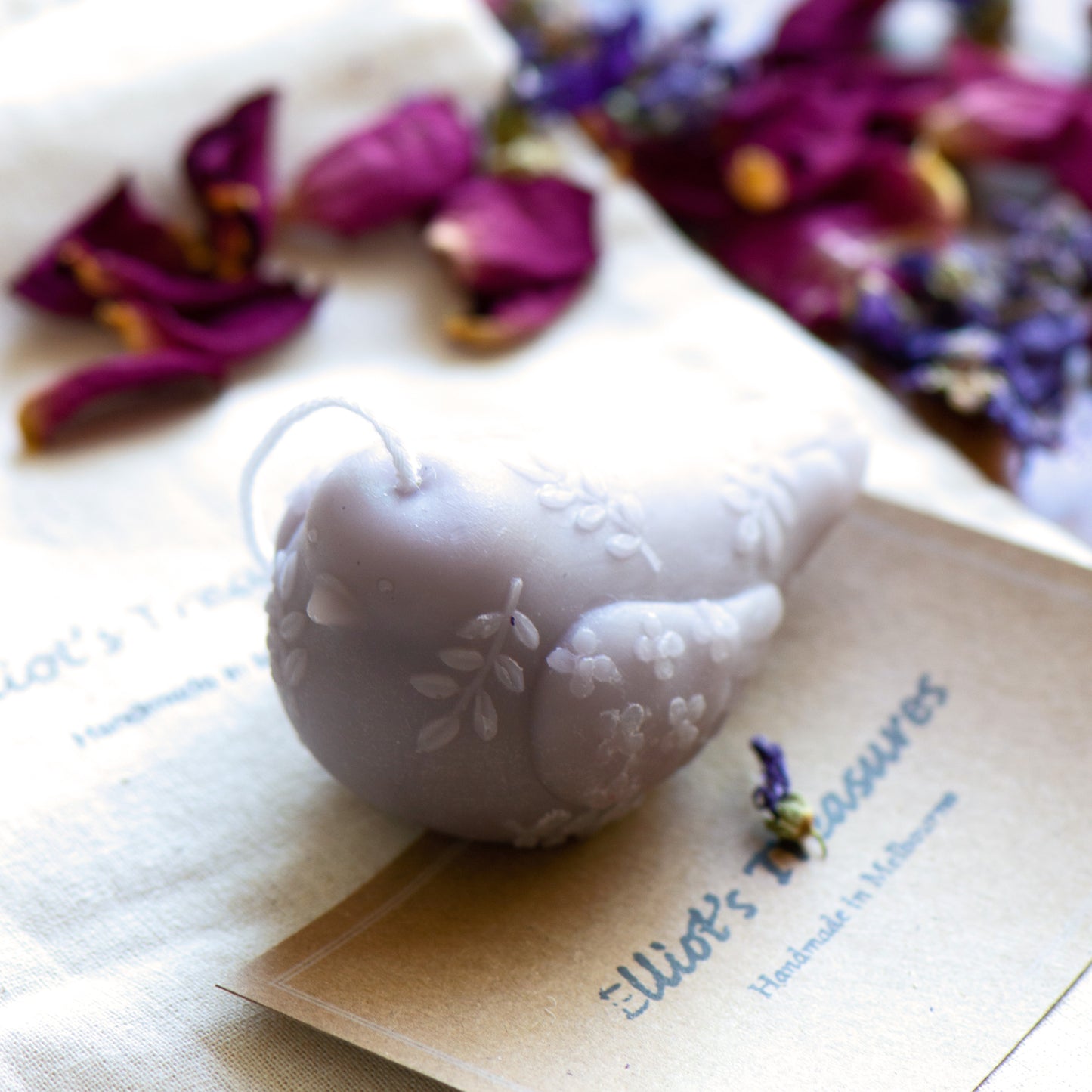 Flower Bird (Lilac) Beeswax Candle