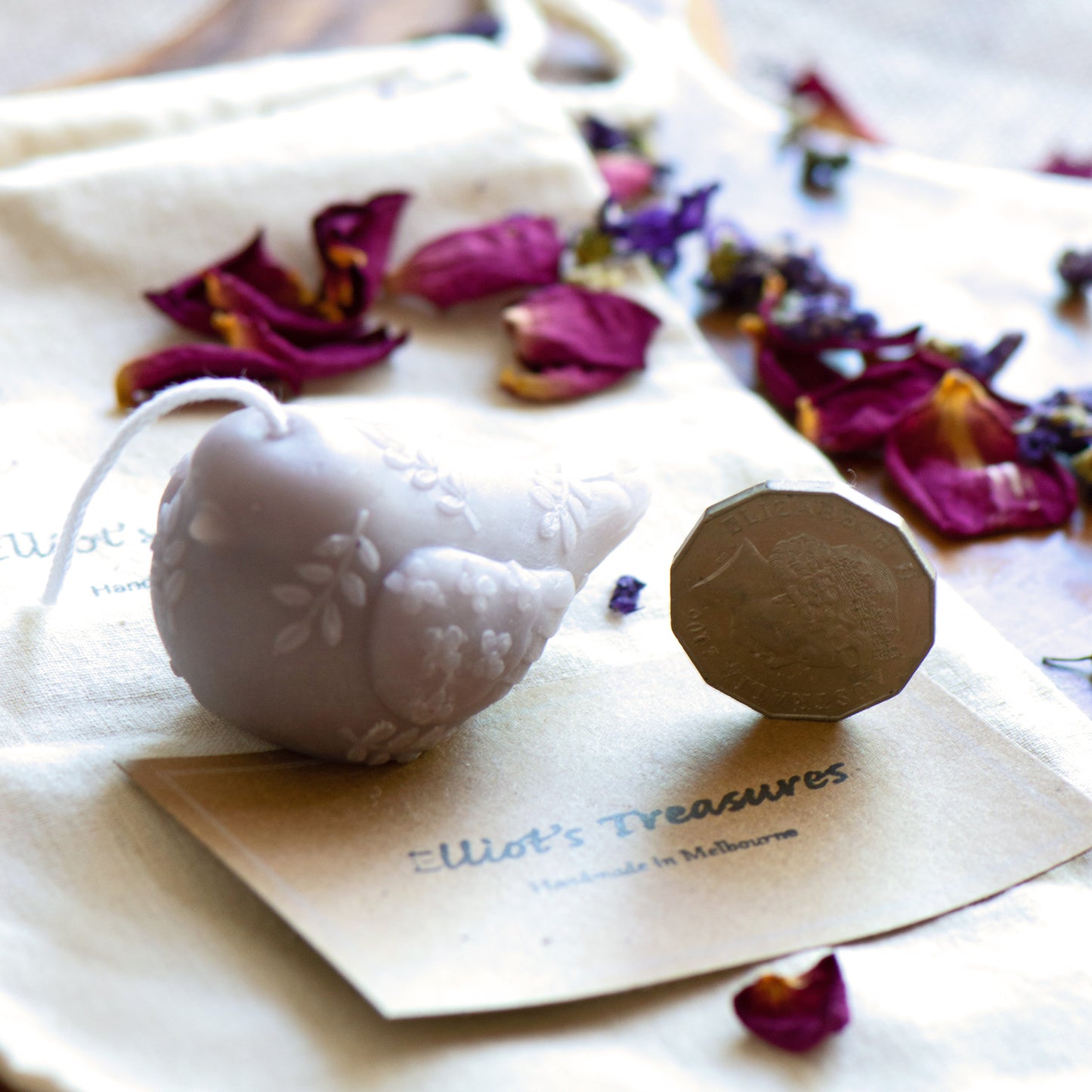 Flower Bird (Lilac) Beeswax Candle