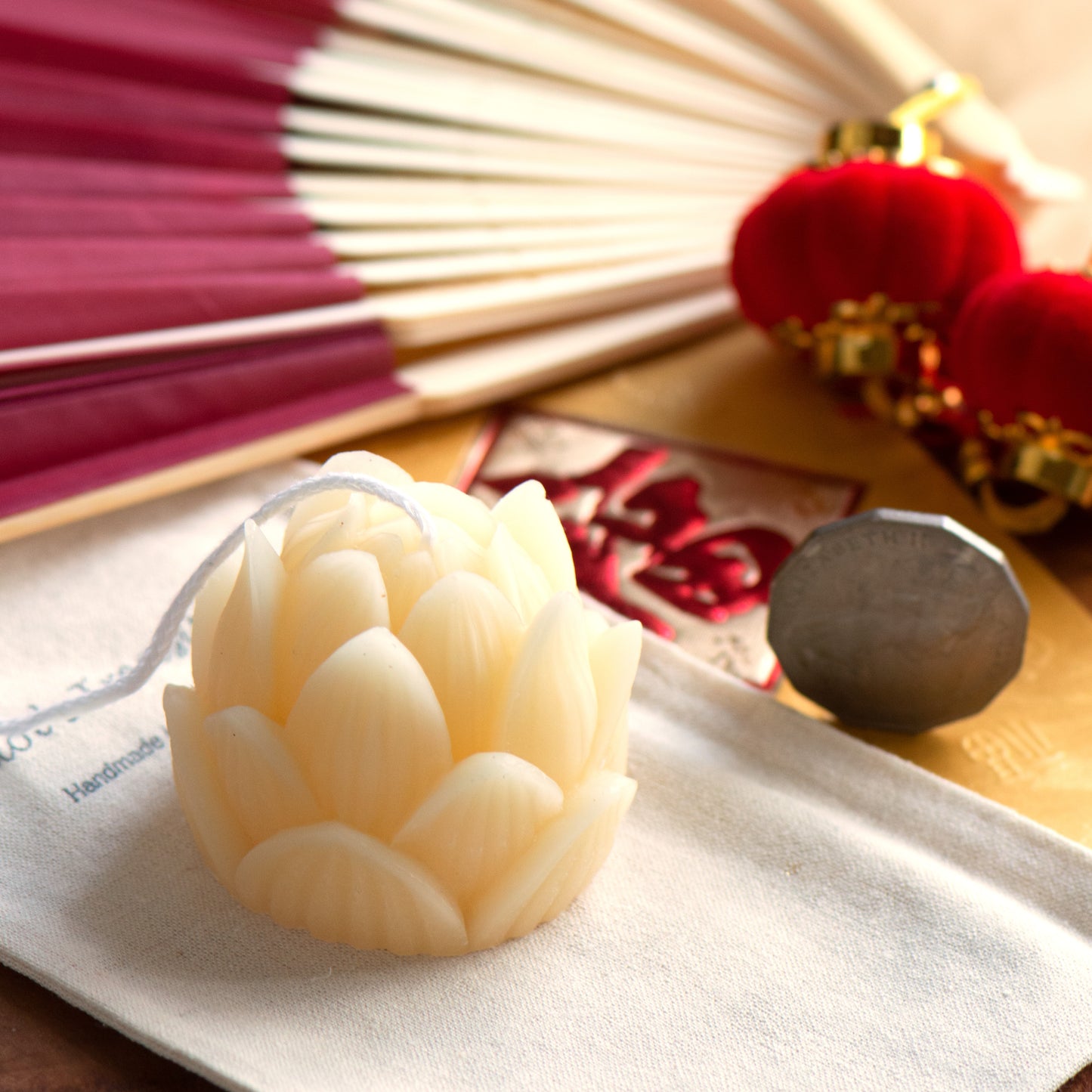 Lotus Flower Beeswax Candle