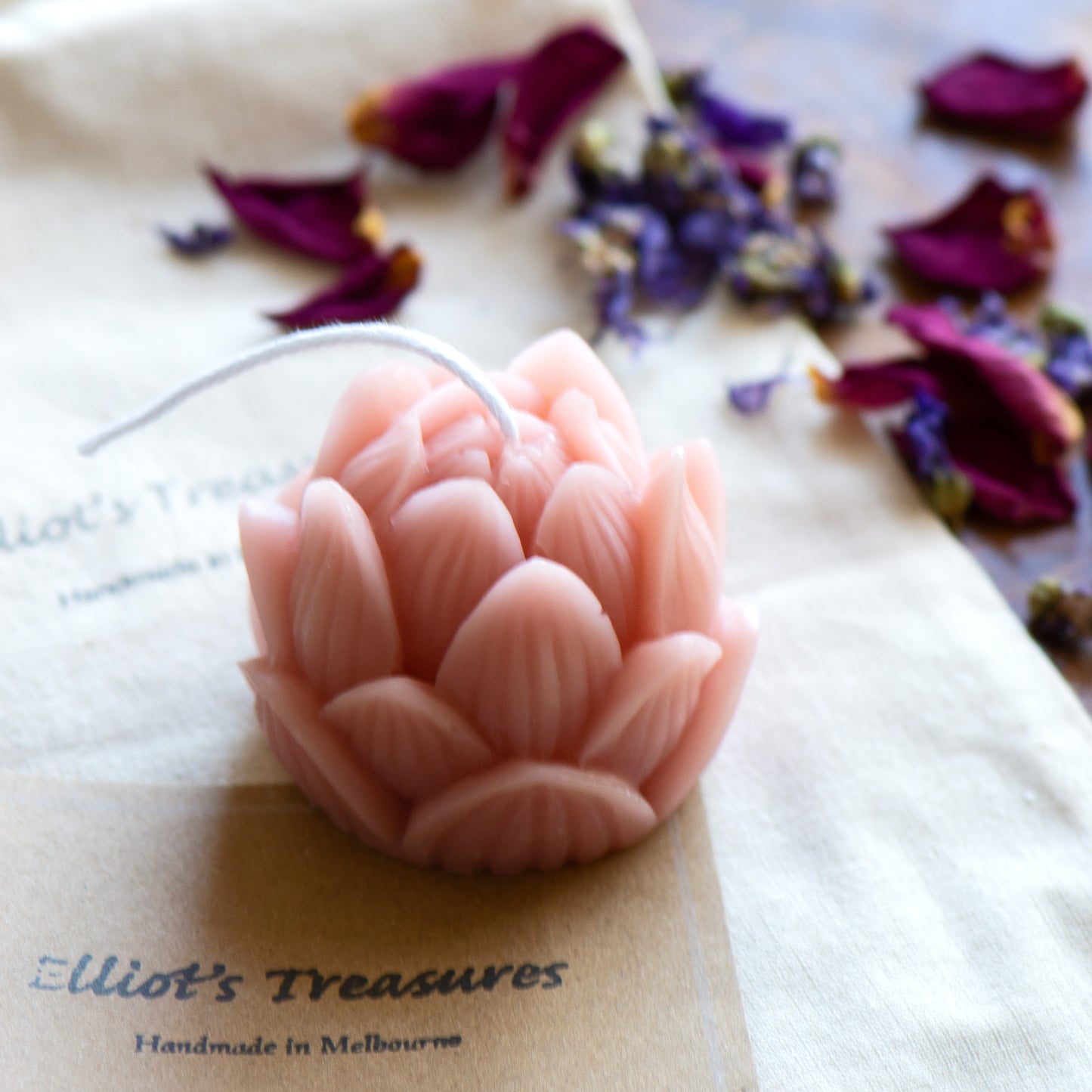 Lotus Flower (Pink) Beeswax Candle