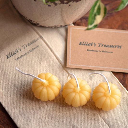 Mini Pumpkins Beeswax Candles - Set of 3