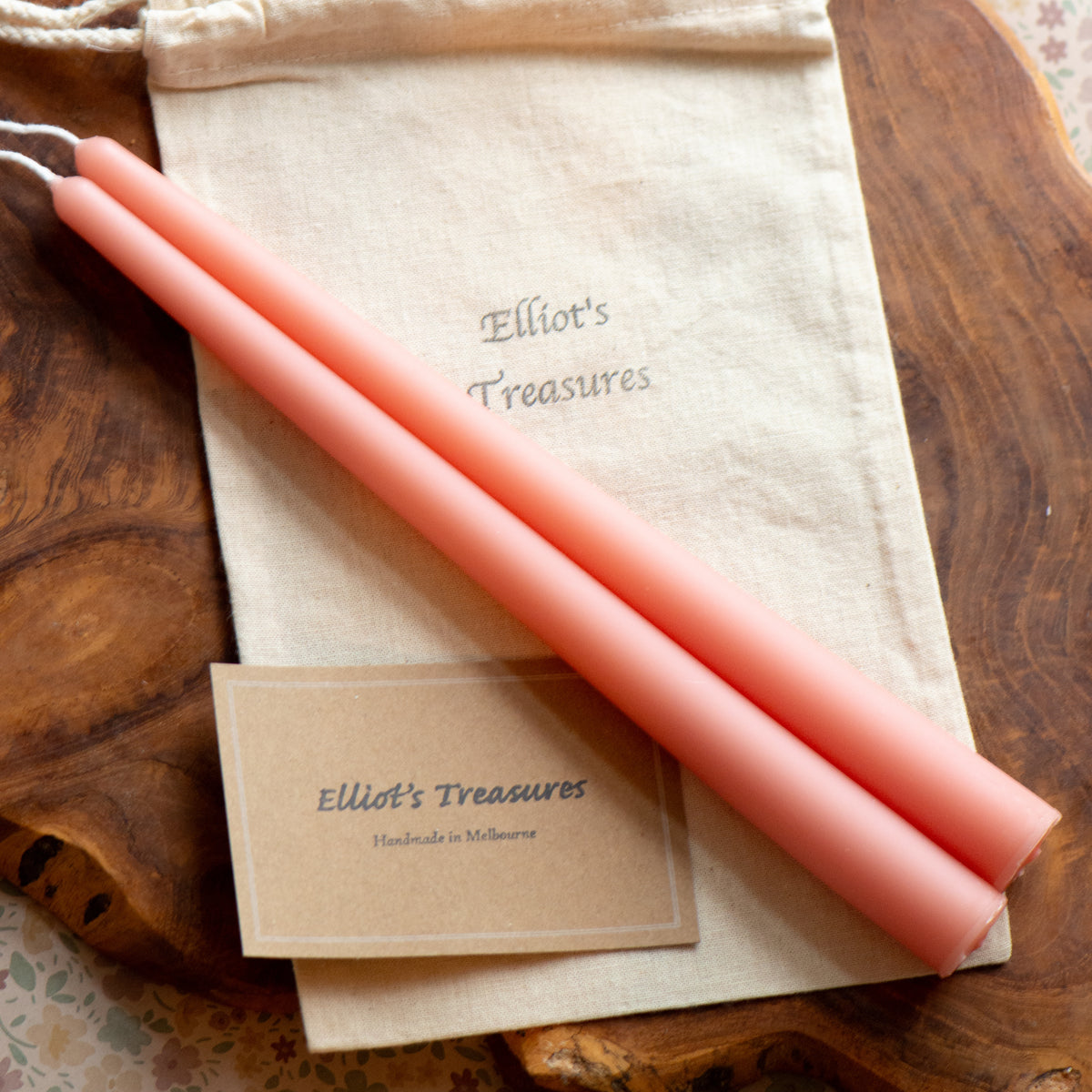 Narrow Tip Beeswax Tapers (Baby Pink) - Set of 2
