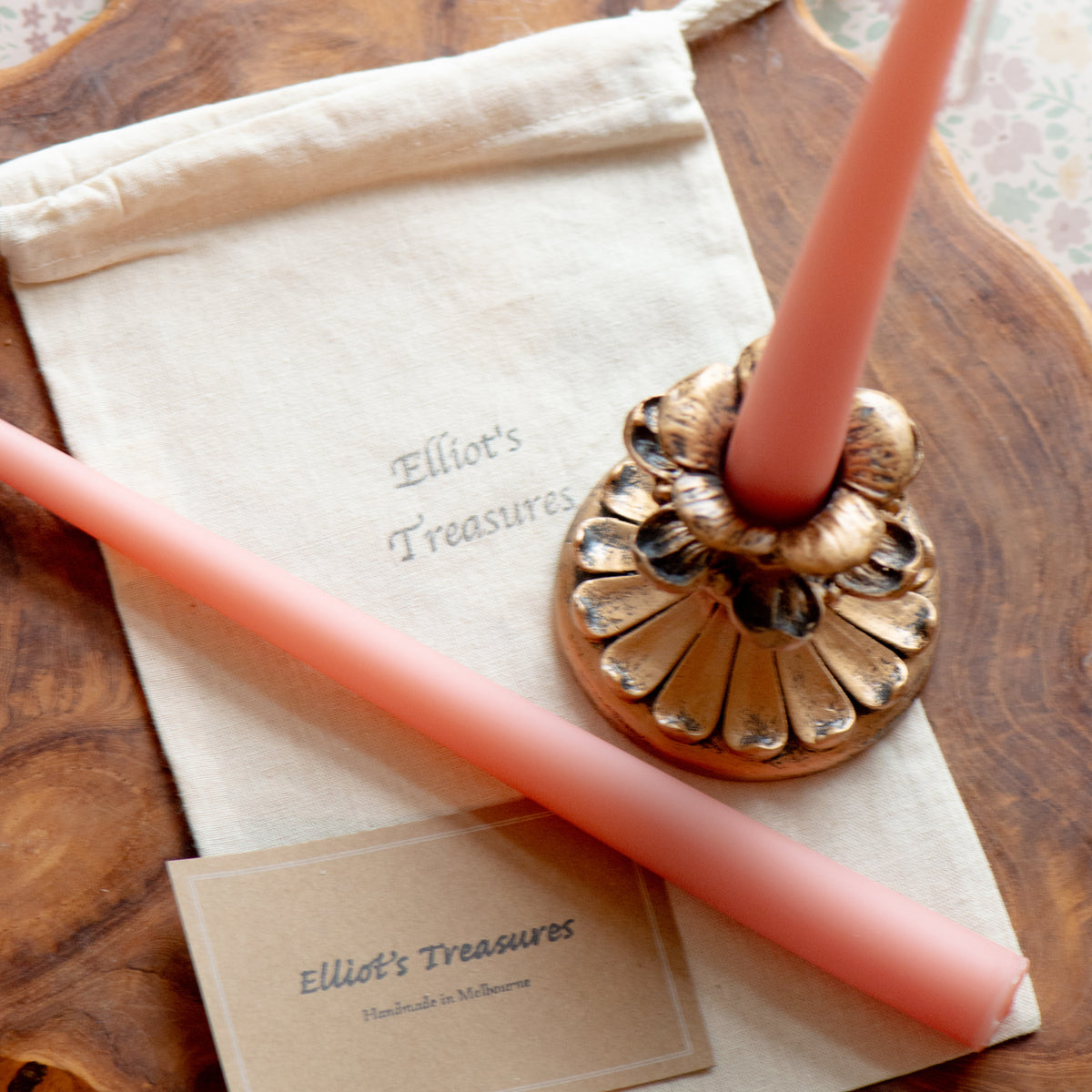 Narrow Tip Beeswax Tapers (Baby Pink) - Set of 2