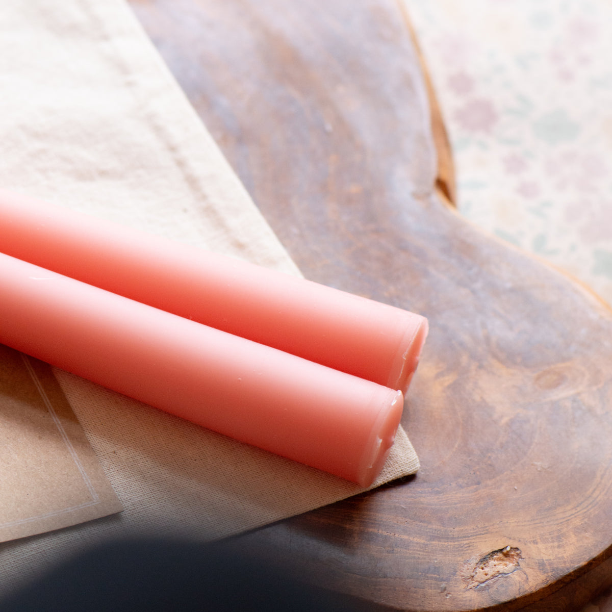 Narrow Tip Beeswax Tapers (Baby Pink) - Set of 2
