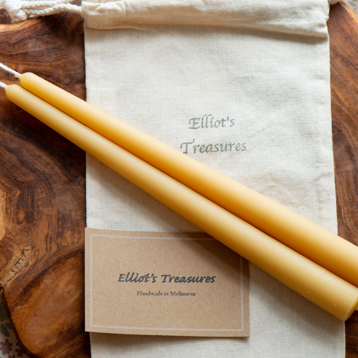 Narrow Tip Beeswax Tapers (Honey) - Set of 2
