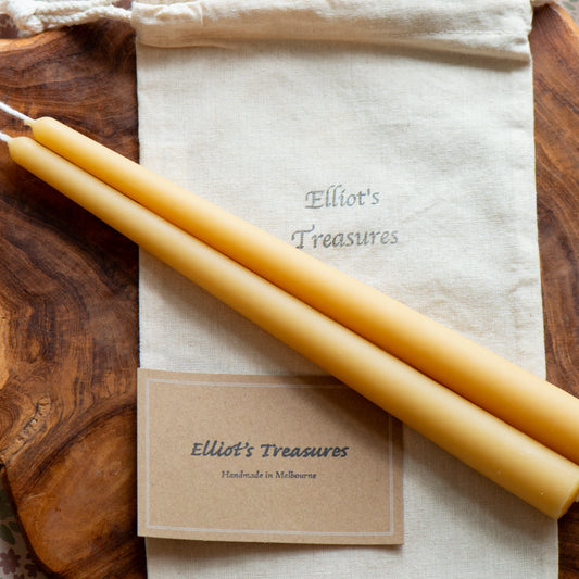Narrow Tip Beeswax Tapers (Honey) - Set of 2