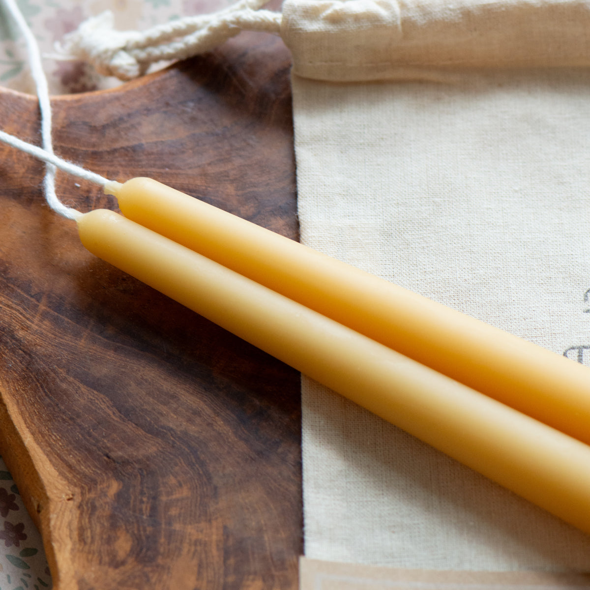 Narrow Tip Beeswax Tapers (Honey) - Set of 2