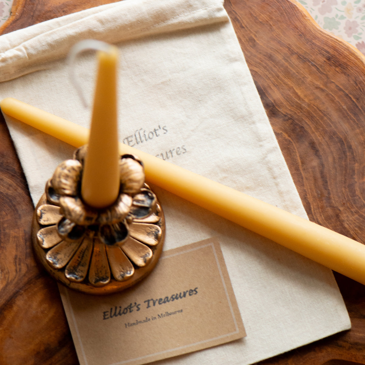 Narrow Tip Beeswax Tapers (Honey) - Set of 2