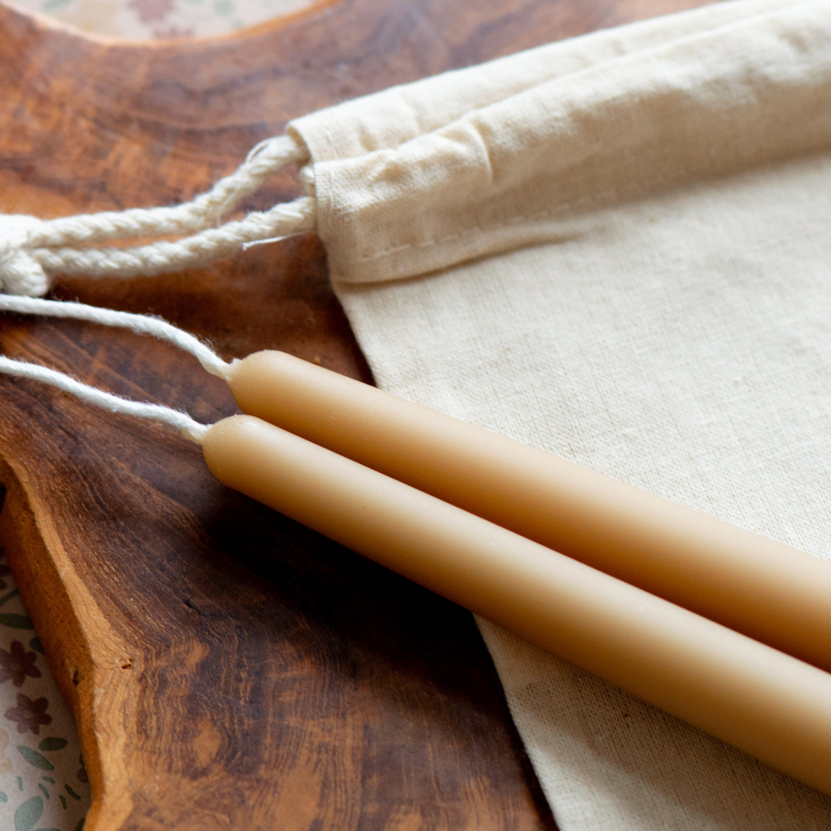 Narrow Tip Beeswax Tapers (Latte) - Set of 2