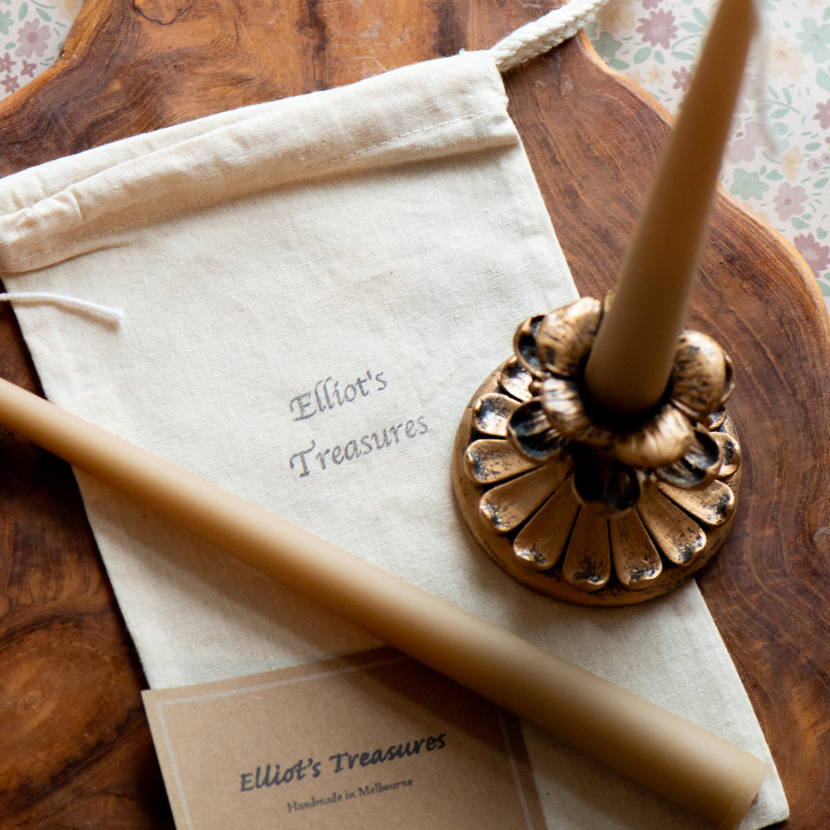 Narrow Tip Beeswax Tapers (Latte) - Set of 2