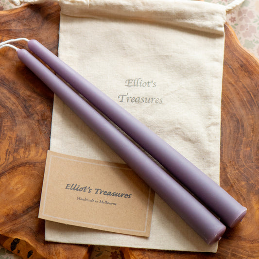 Narrow Tip Beeswax Tapers (Lavender) - Set of 2