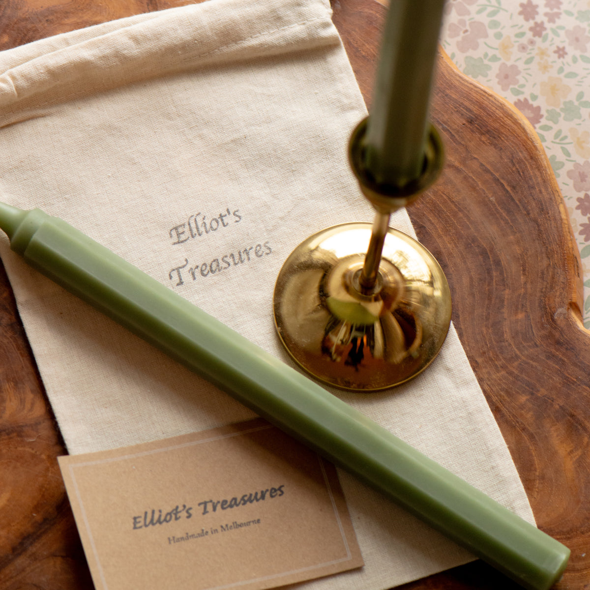 Octagon Beeswax Tapers (Sage) - Set of 2