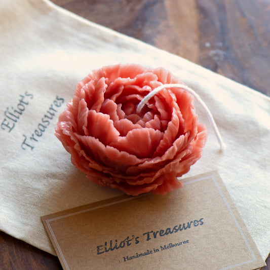 Peony (Red) Beeswax Candle
