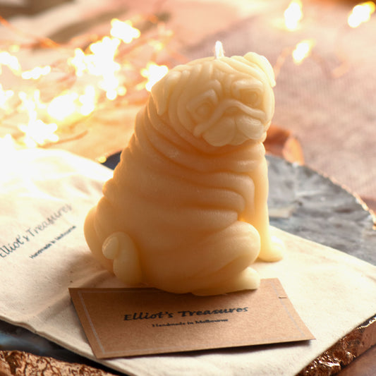 Pug Beeswax Candle