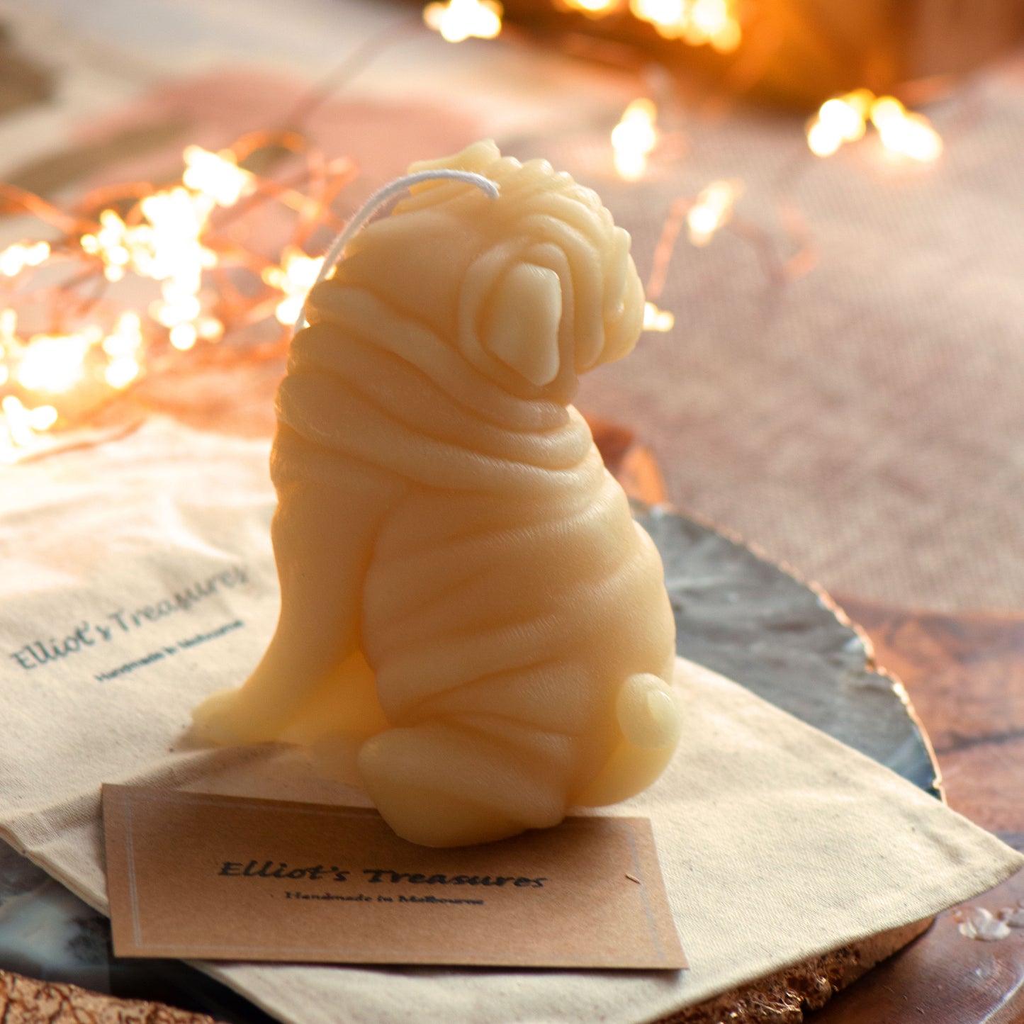 Pug Beeswax Candle