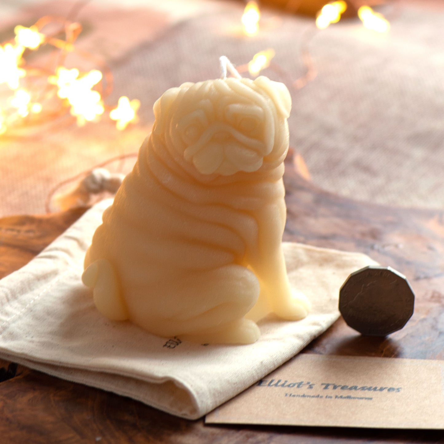 Pug Beeswax Candle